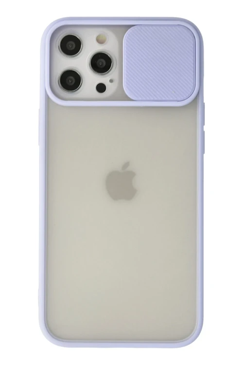 iPhone 12 Pro Max Kılıf Palm Buzlu Kamera Sürgülü Silikon - Lila