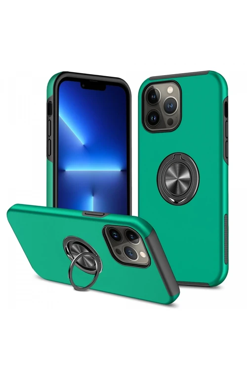iPhone 13 Pro Kılıf Elit Yüzüklü Kapak - Yeşil