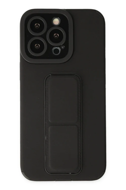 iPhone 13 Pro Kılıf Mega Standlı Silikon - Siyah