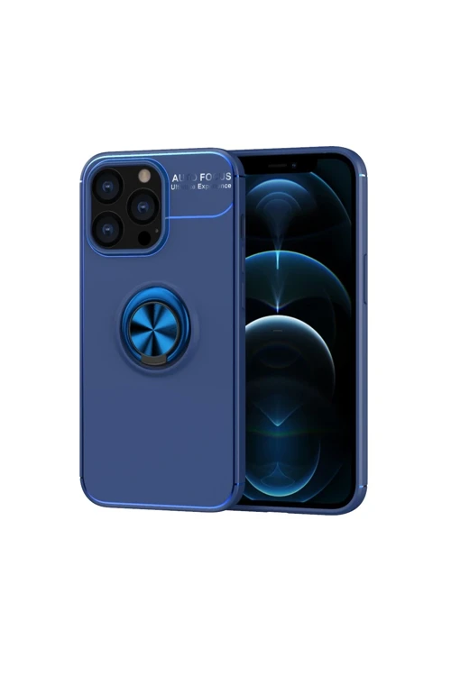 iPhone 13 Pro Kılıf Range Yüzüklü Silikon - Mavi