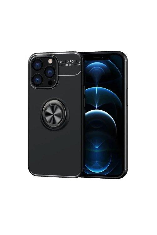 iPhone 13 Pro Max Kılıf Range Yüzüklü Silikon - Siyah