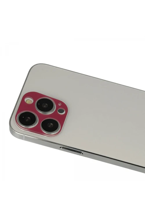 iPhone 13 Pro Max Rainbow Kamera Lens Koruma Cam - Koyu Kırmızı