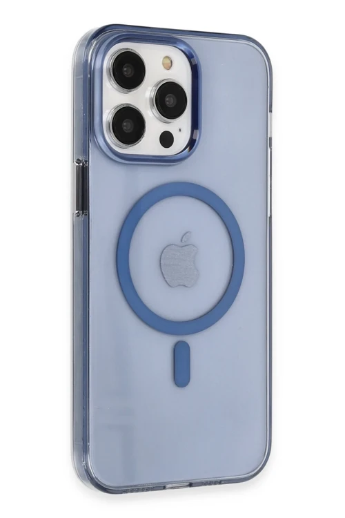 iPhone 13 Pro Max Kılıf Tron Şeffaf Magsafe Kapak - Mavi
