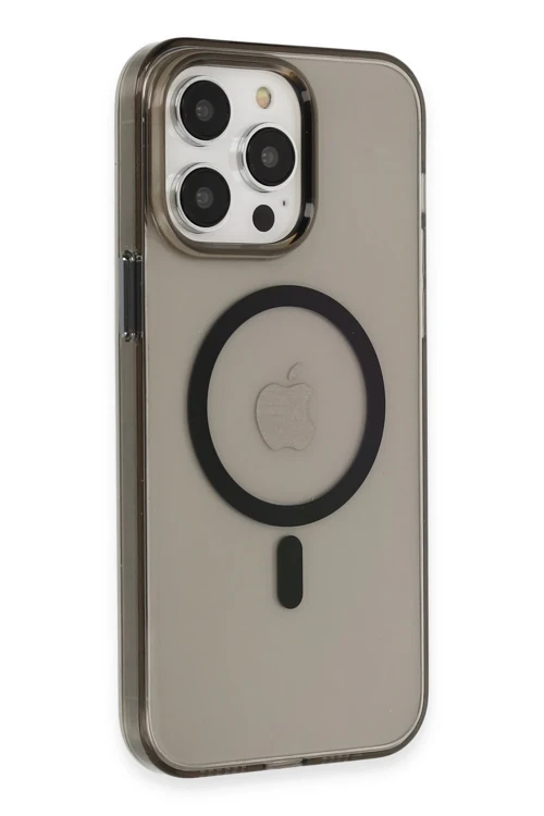 iPhone 13 Pro Max Kılıf Tron Şeffaf Magsafe Kapak - Siyah