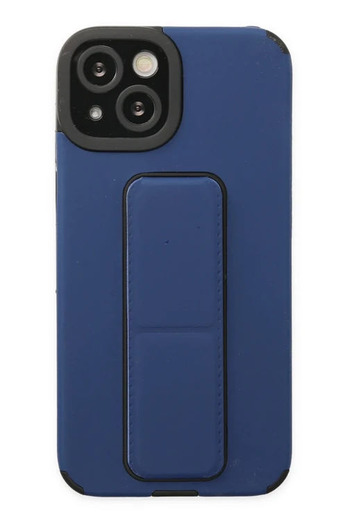 iPhone 14 Plus Kılıf Mega Standlı Silikon - Mavi
