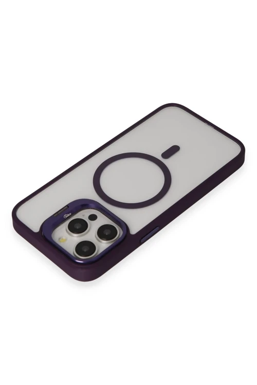iPhone 14 Pro Kılıf Roblox Lens Magsafe Standlı Kapak - Derin Mor