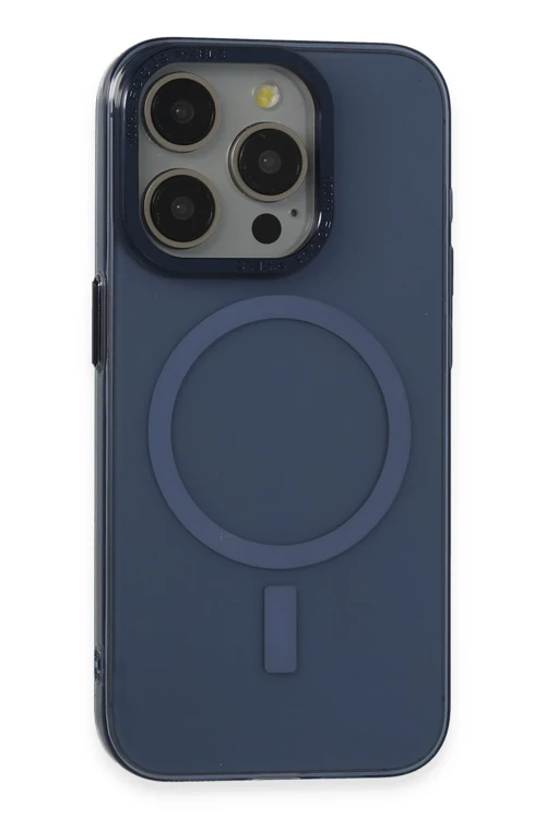 iPhone 15 Pro Kılıf Anka PC Magneticsafe Sert Metal Kapak - Lacivert