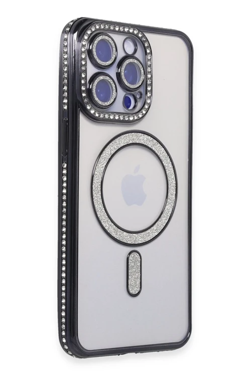 iPhone 15 Pro Kılıf Joke Simli Magneticsafe Kılıf - Siyah