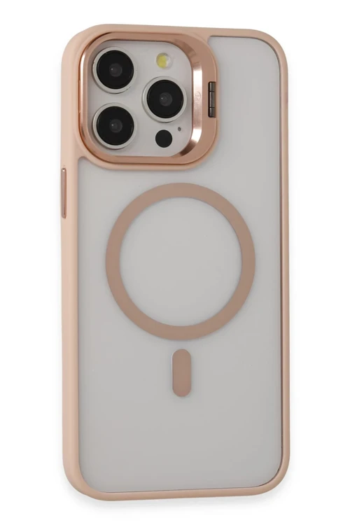 iPhone 15 Pro Max Kılıf Roblox Lens Magsafe Standlı Kapak - Pudra
