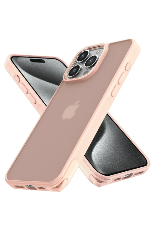 iPhone 15 Pro Max Kılıf Elegant Kapak - Pudra