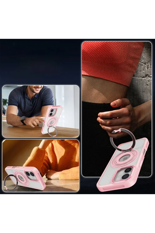 iPhone 16 Banza Magsafe Standlı Kapak - Siyah