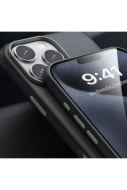 iPhone 16 Pro Wonder Deri Magsafe Kapak - Siyah