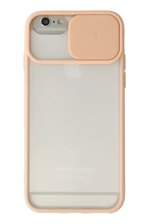 iPhone 6 Kılıf Palm Buzlu Kamera Sürgülü Silikon - Pembe