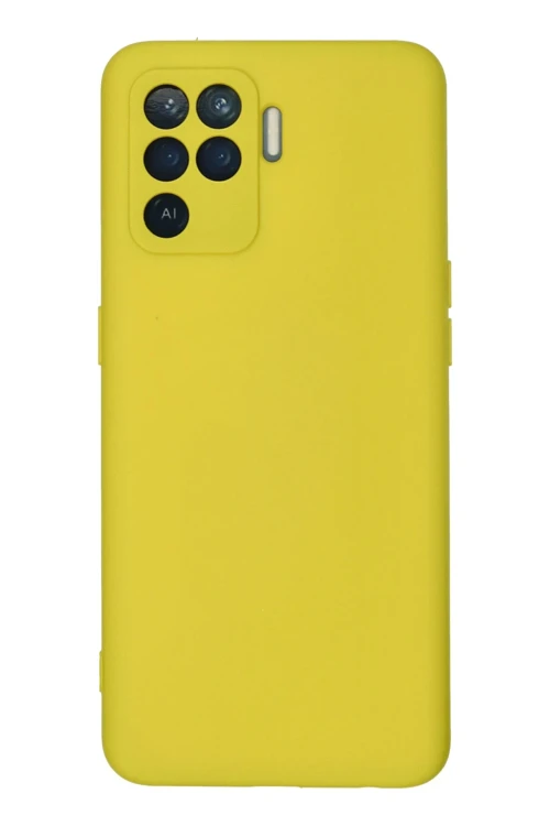 Oppo Reno 5 Lite Kılıf Nano İçi Kadife Silikon - Sarı