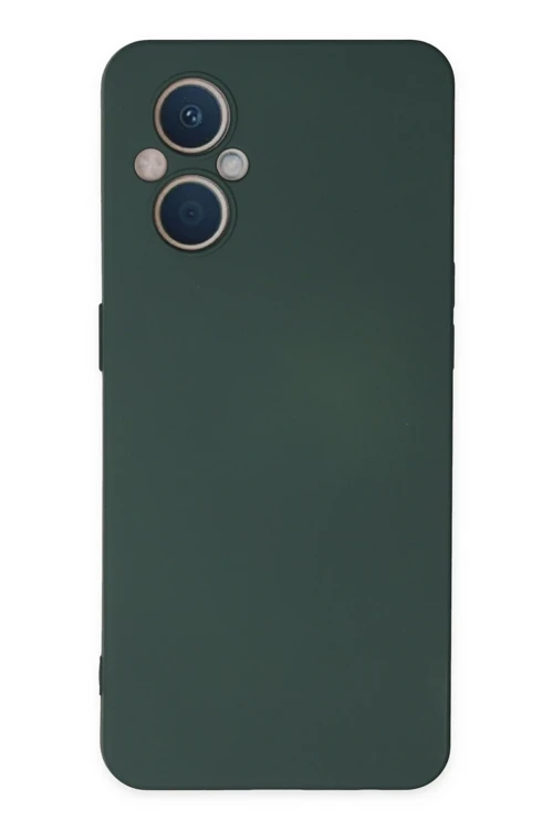 Oppo Reno 7 Lite Kılıf Nano İçi Kadife Silikon - Koyu Yeşil