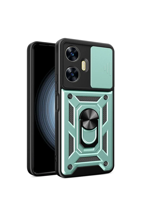 Realme C55 Kılıf Pars Lens Yüzüklü Silikon - Yeşil