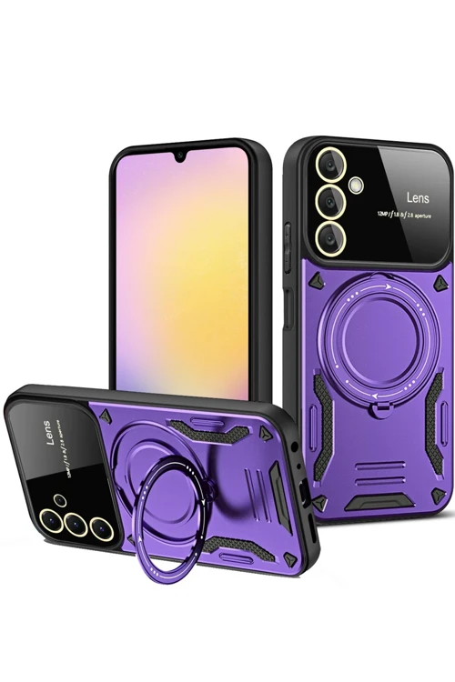 Samsung Galaxy A35 5G Kılıf Joy Lens Standlı Kapak - Mor