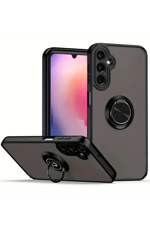 Samsung Galaxy A36 Kılıf Montreal Yüzüklü Silikon Kapak - Siyah