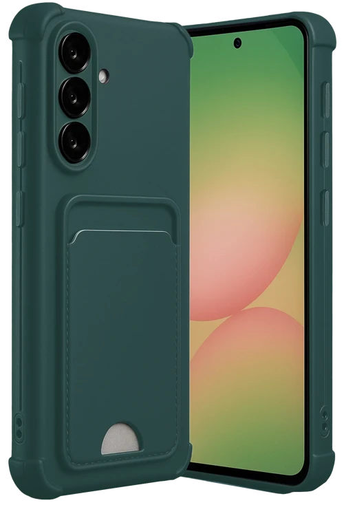 Samsung Galaxy A36 Kılıf Kelvin Kartvizitli Silikon - Koyu Yeşil