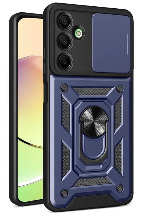 Samsung Galaxy A56 Kılıf Pars Lens Yüzüklü Silikon - Lacivert