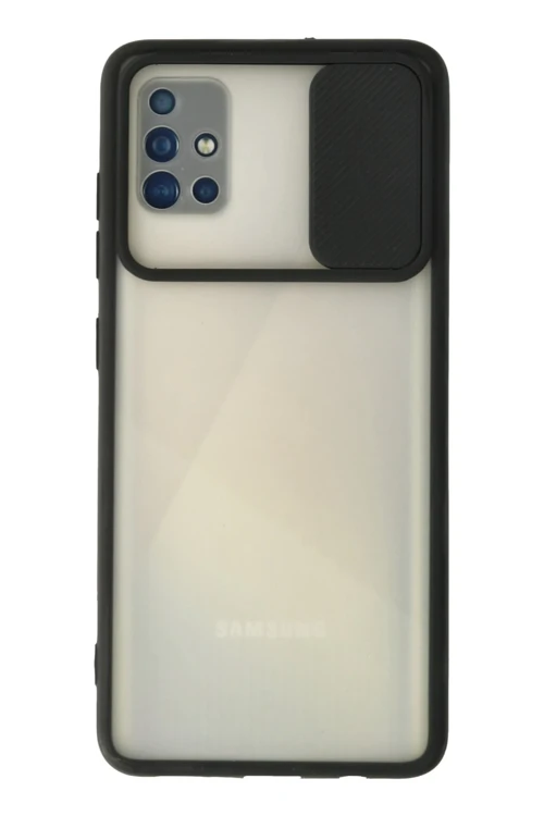 Samsung Galaxy A71 Kılıf Palm Buzlu Kamera Sürgülü Silikon - Siyah