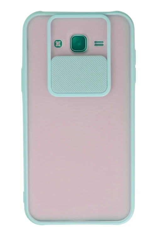 Samsung Galaxy J7 Kılıf Palm Buzlu Kamera Sürgülü Silikon - Turkuaz