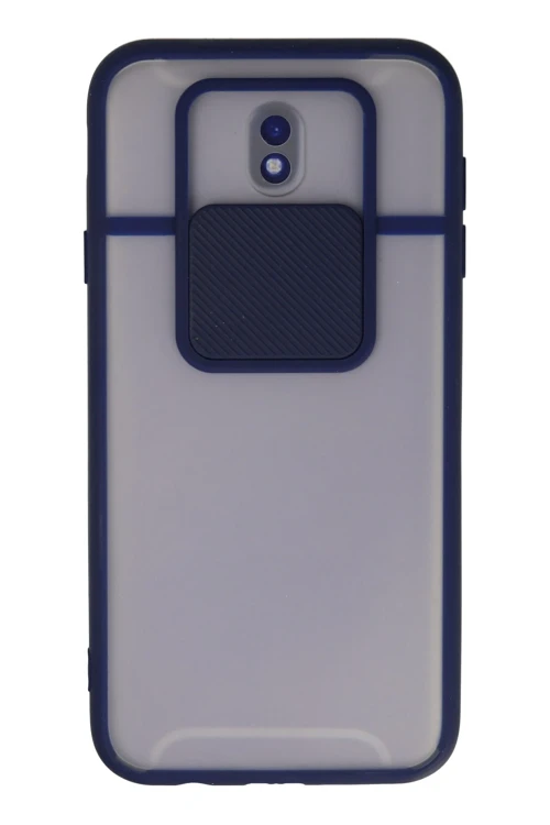 Samsung Galaxy J7 Pro / J730 Kılıf Palm Buzlu Kamera Sürgülü Silikon - Lacivert