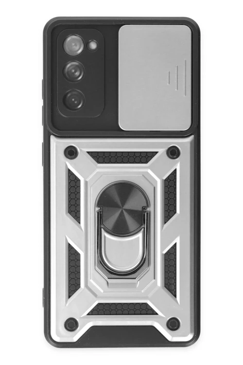 Samsung Galaxy S20 Fe Kılıf Pars Lens Yüzüklü Silikon - Gümüş