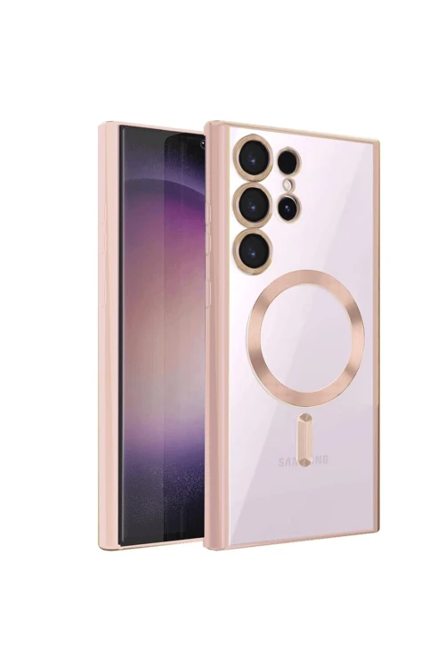 Samsung Galaxy S23 Ultra Kılıf Kross Magneticsafe Kapak - Rose