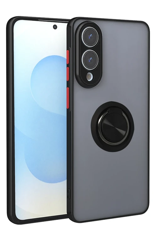 Samsung Galaxy S25 Edge Kılıf Montreal Yüzüklü Silikon Kapak - Siyah
