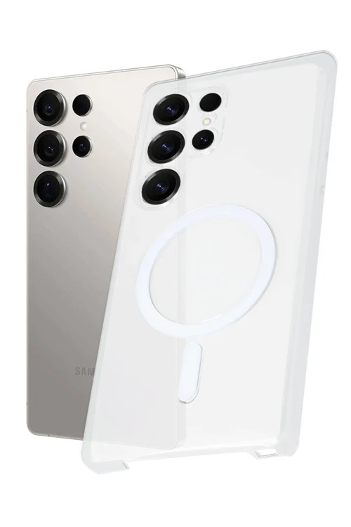 Samsung Galaxy S25 Ultra Kılıf Pc Zara Magsafe Şeffaf Kılıf - Şeffaf