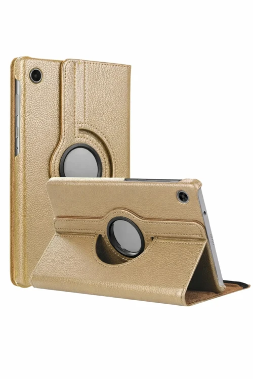Samsung Galaxy Tab A11 360 Tablet Deri Kılıf - Gold
