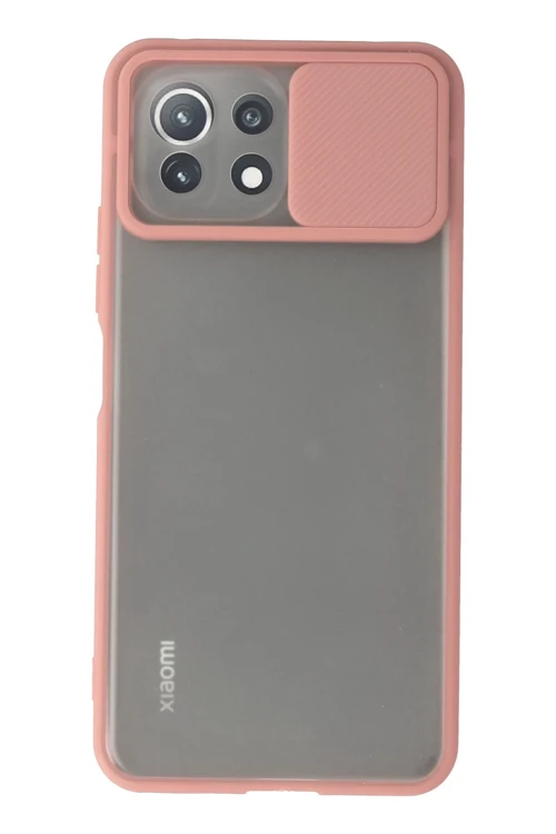 Xiaomi Mi 11 Lite Kılıf Palm Buzlu Kamera Sürgülü Silikon - Pembe