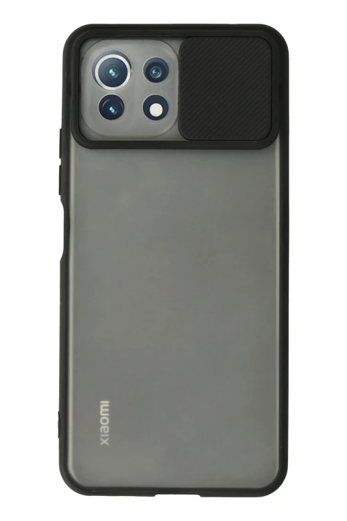 Xiaomi Mi 11 Lite Kılıf Palm Buzlu Kamera Sürgülü Silikon - Siyah