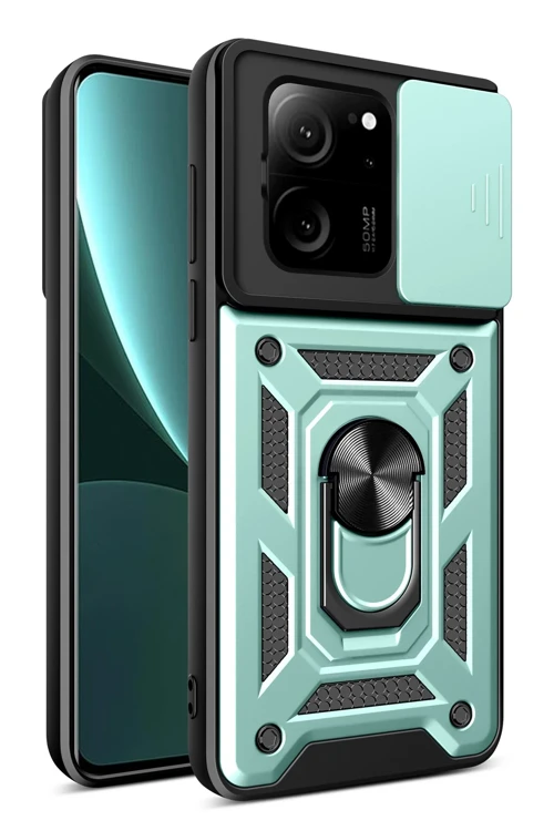 Xiaomi Mi 13T Pro Kılıf Pars Lens Yüzüklü Silikon - Yeşil