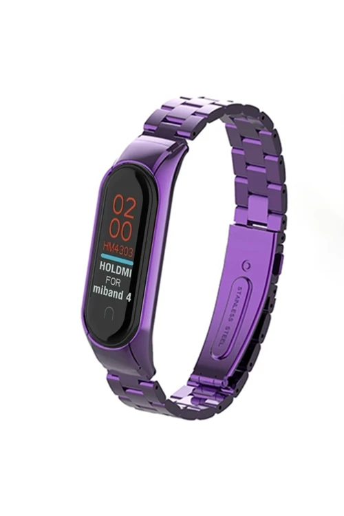 Xiaomi Mi Band 4 Metal Baklalı Kordon - Mor