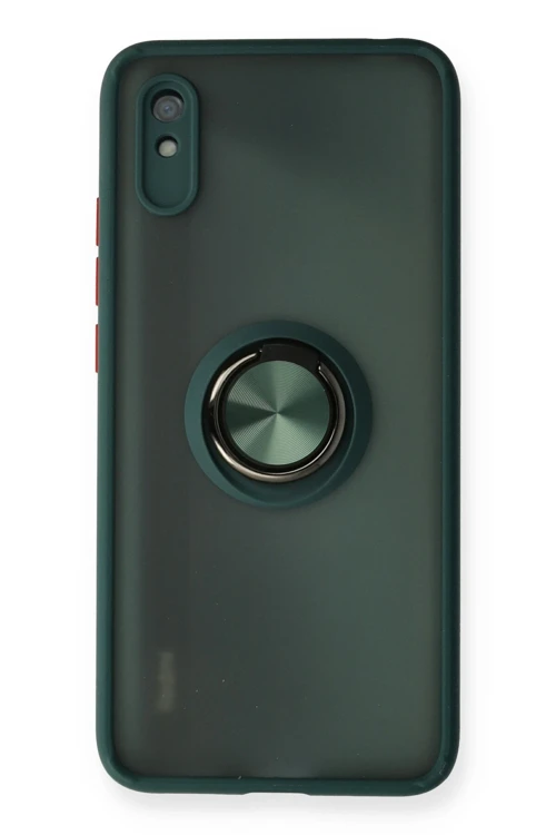 Xiaomi Redmi 9A Kılıf Montreal Yüzüklü Silikon Kapak - Yeşil