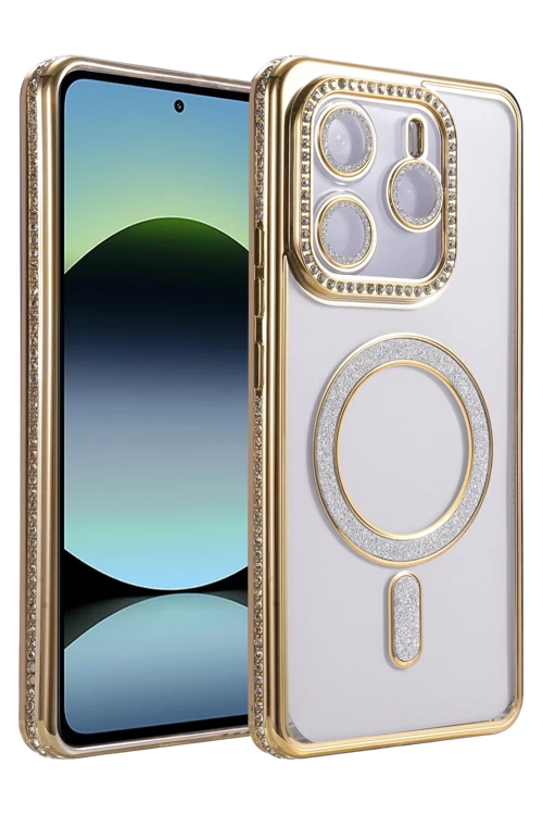 Xiaomi Redmi Note 14 4G Joke Simli Magneticsafe Kılıf - Gold