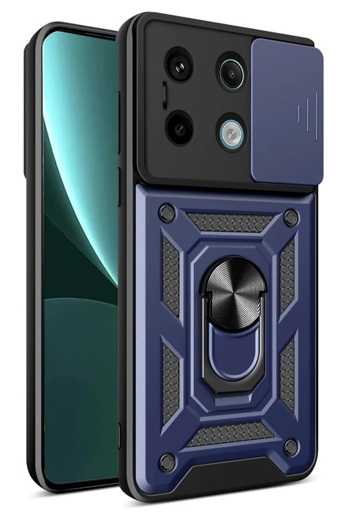 Xiaomi Redmi Note 13 Pro 4G Pars Lens Yüzüklü Silikon - Lacivert