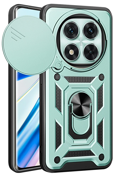 Xiaomi Redmi Note 14 Pro 4G Kılıf Pars Lens Yüzüklü Silikon - Yeşil