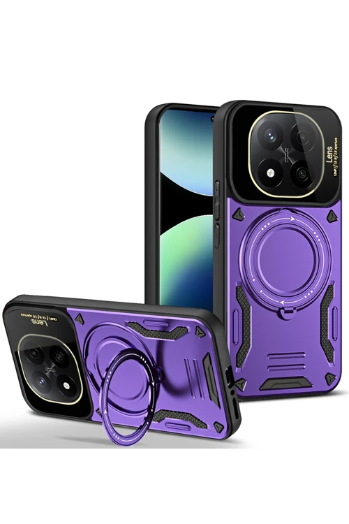 Xiaomi Redmi Note 14 Pro 4G Kılıf Joy Lens Standlı Kapak - Mor
