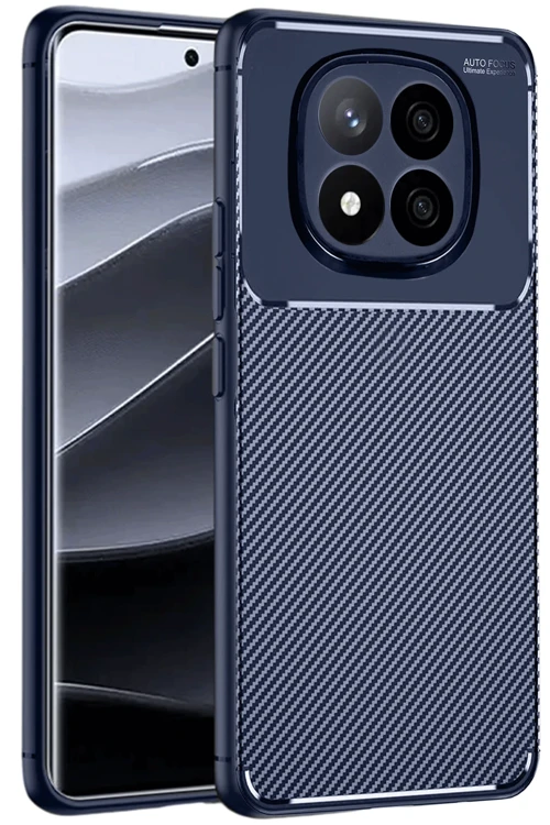 Xiaomi Redmi Note 14 Pro 5G Kılıf Auto Focus Karbon Kapak - Lacivert