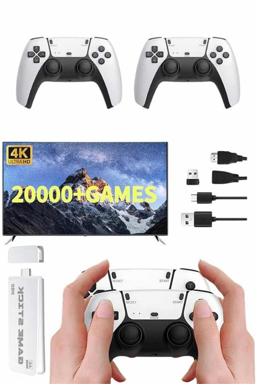 3D 4K 2000 Oyunlu Game Stick Oyun Konsolu Çift Konsol