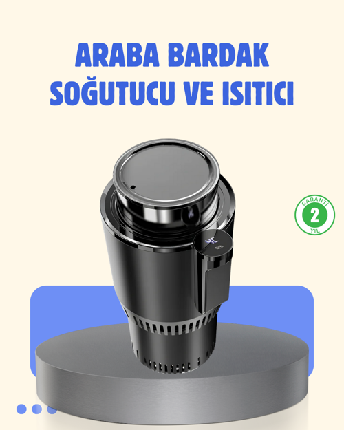 Araç İçi Akıllı Bardaklık Isıtıcı Soğutucu Dijital Ekranlı
