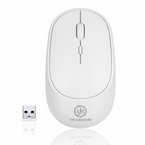 Beyaz Renkli Ergonomik Sessiz Kablosuz Mouse – USB Alıcılı, Ofis ve Oyun İçin Konforlu Bilgis