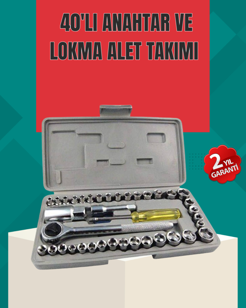 Çok Amaçlı 40 Parça Lokma Anahtar Takımı Korozyona Dayanıklı Çelik