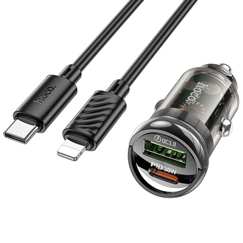HOCO Z53A Vision PD30W Type-C + USB QC3.0 Girişli Araç Çakmaklık Hızlı Şarj Aleti + Type-C to