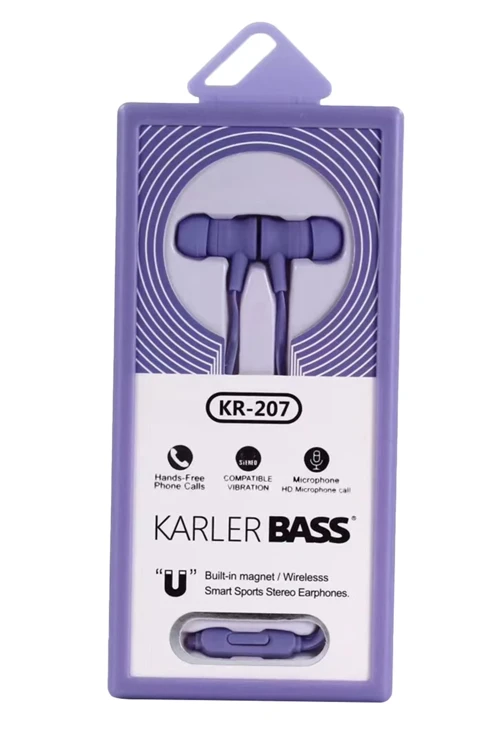 Karler Bass KR-207 Mıknatıslı Kablolu Kulaklık - Mor