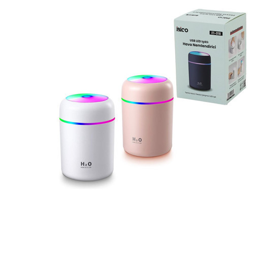 KLASİK 300ML H2O MİNİ USB ŞARJ- IŞIKLI HAVA NEMLENDİRİCİ - BUHAR MAKİNE - KOKU GİDERİCİ