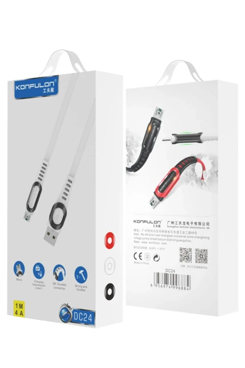 Konfulon DC24 Micro USB Kablo 1.2M 4A - Beyaz